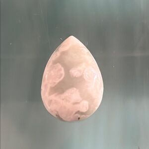 New Pear Shape Cabochon Flower Agate Green and White Loose Gemstone